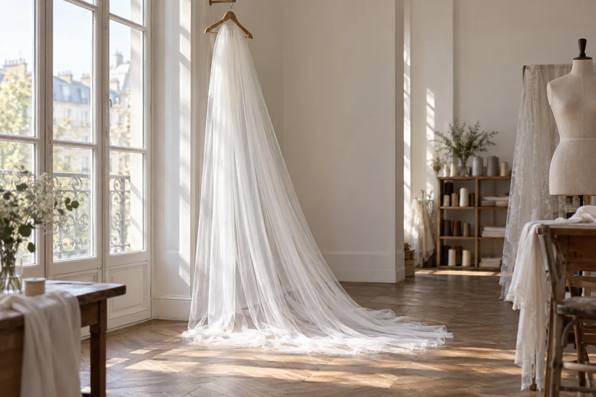 Voile de mariée : longueurs, matières et fixation